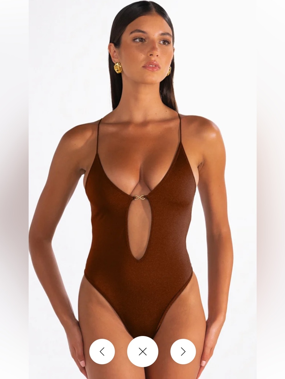 NWT Sommer Brown One-Piece Keyhole Swimsuit